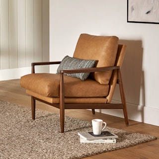 Bavel 28.5" Leather Lounge Chair - Charme Tan