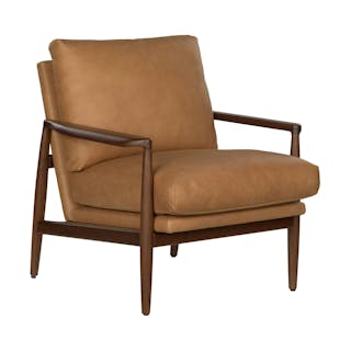 Bavel 28.5" Leather Lounge Chair - Charme Tan