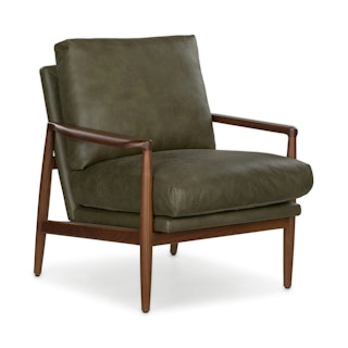 Bavel 28.5" Leather Lounge Chair - Charme Green