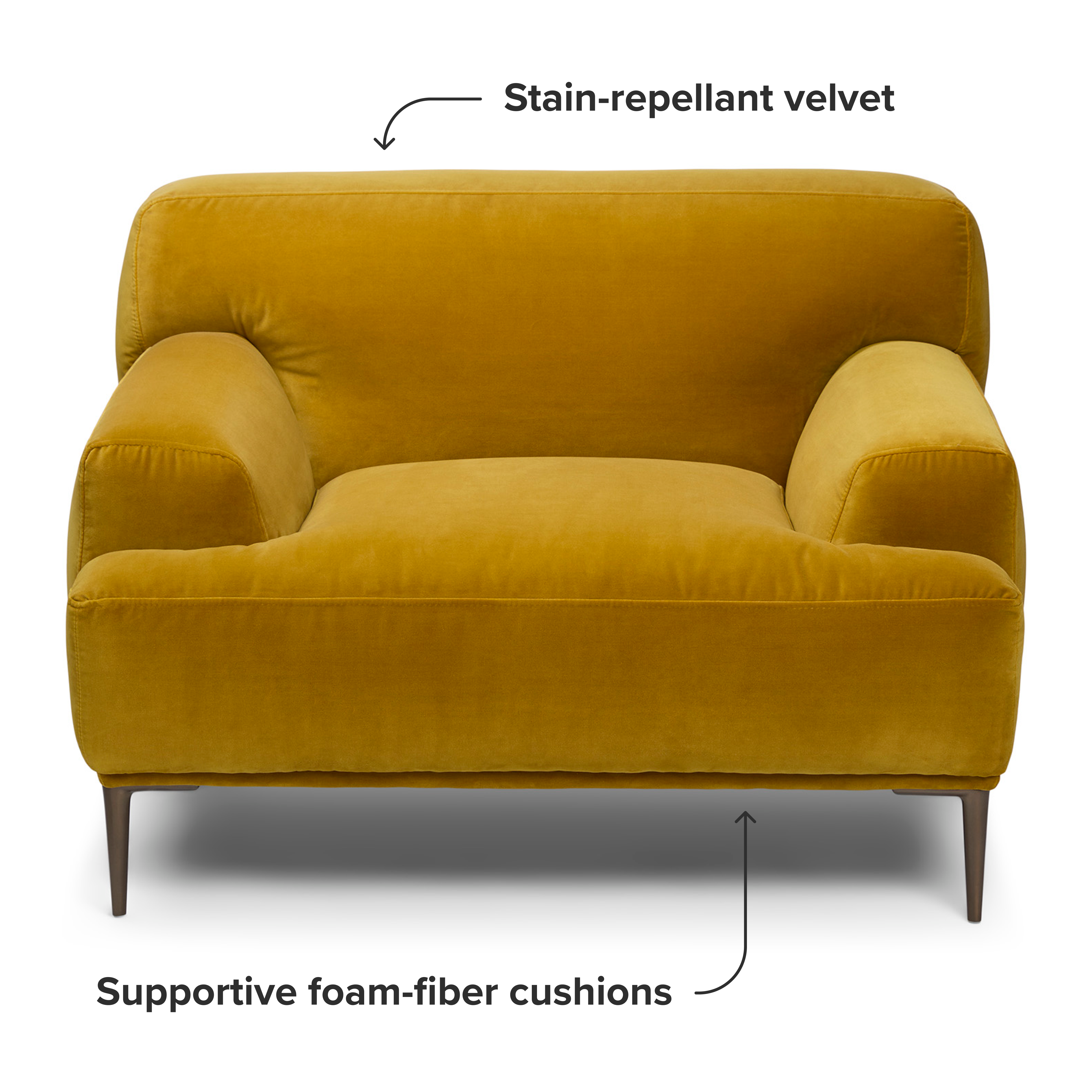 Abisko Plush Yarrow Gold Velvet & Metal Legs Lounge Chair | Article
