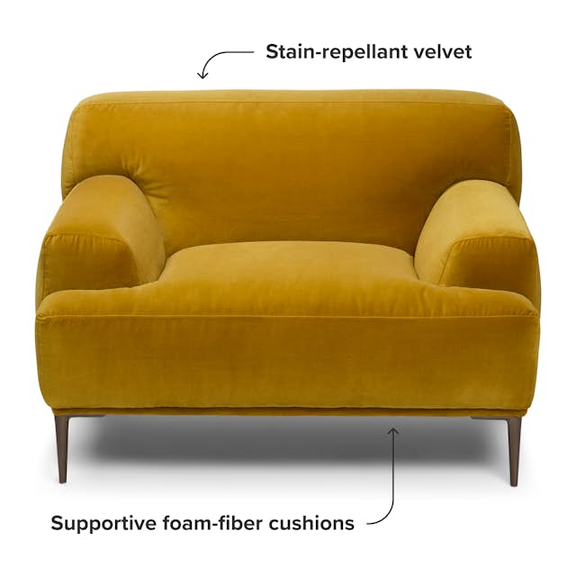 Abisko 42.5" Velvet Lounge Chair - Plush Yarrow Gold
