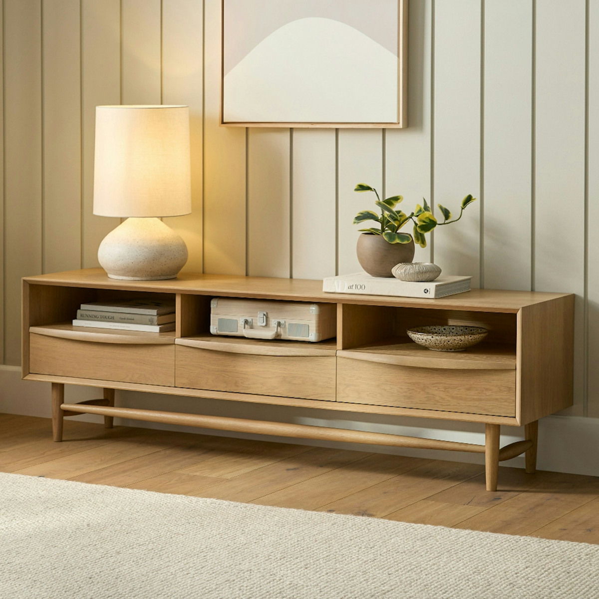 Lenia 63" Low Media Unit - White Oak