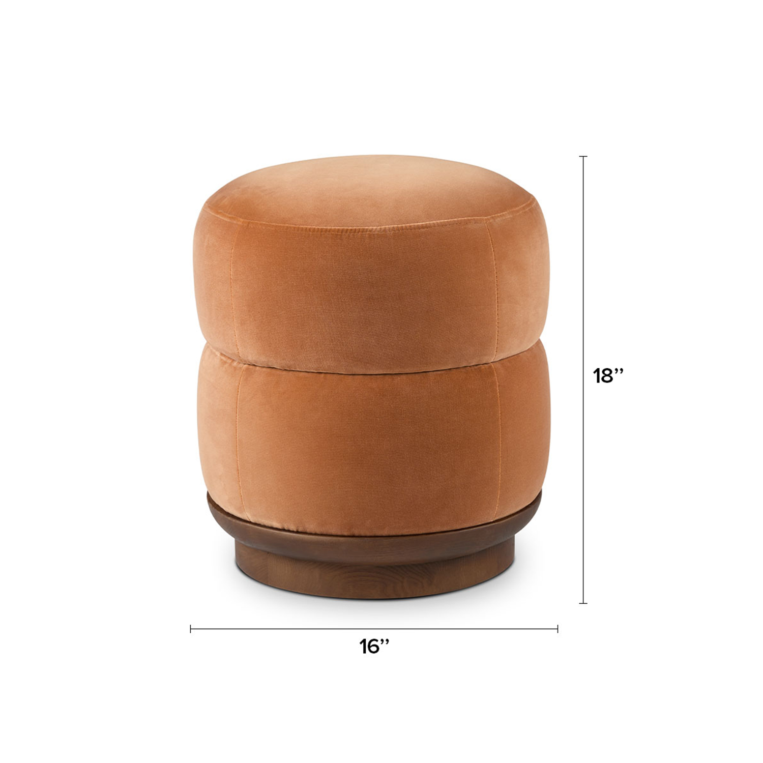 Brown Velvet Ottoman Solid Wood Base Coastal Design Article Modern Furniture