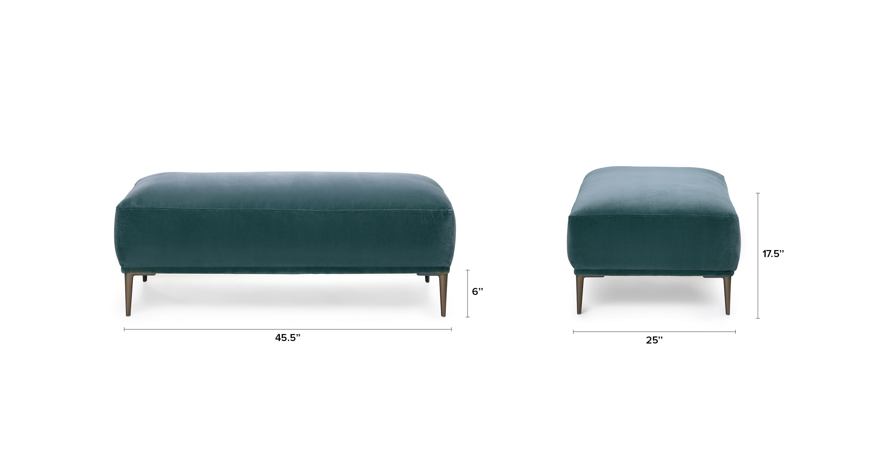 Abisko Plush Pacific Blue Velvet & Metal Legs Sofa