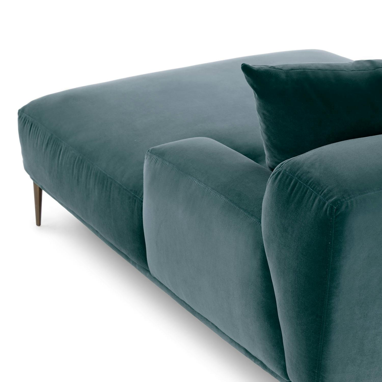 Abisko Plush Pacific Blue Velvet & Metal Legs Right Sectional
