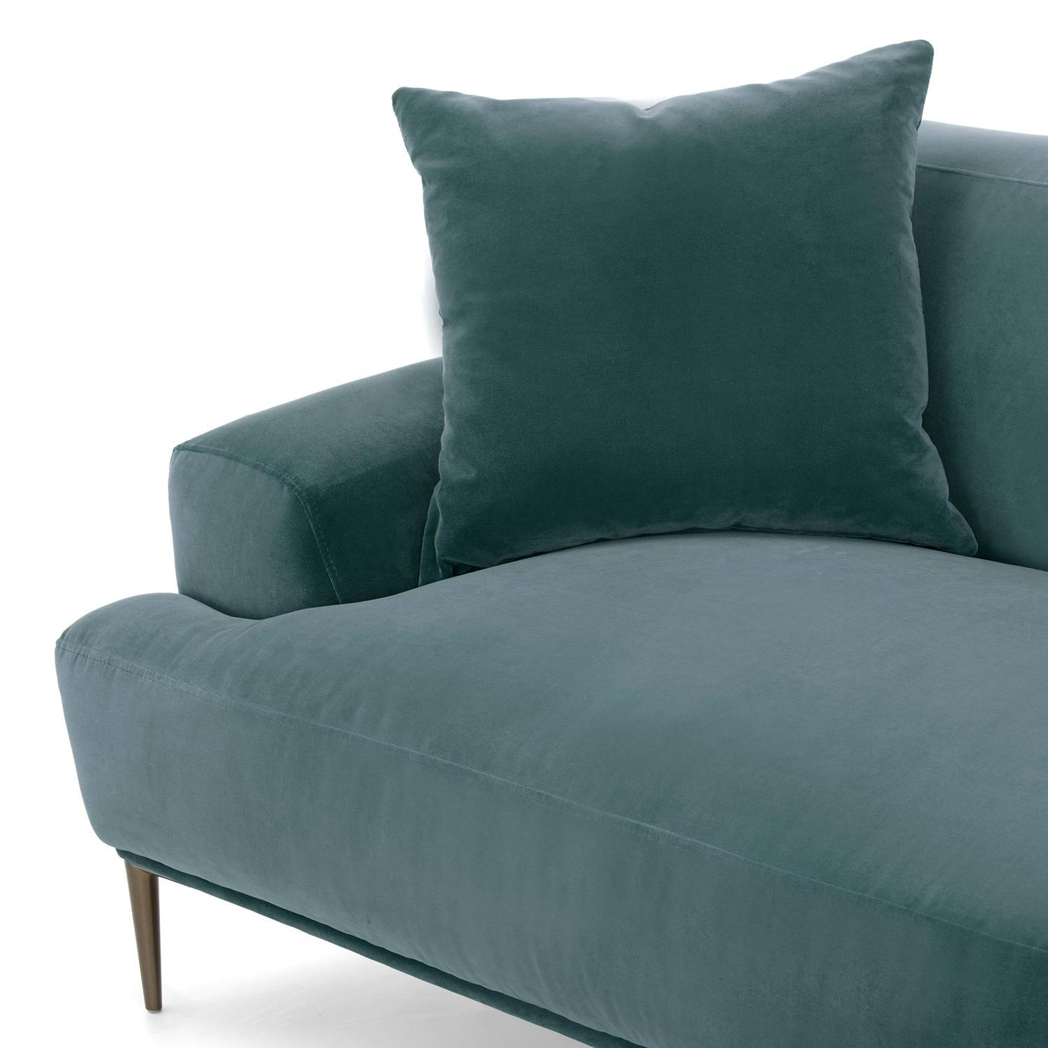 Abisko Plush Pacific Blue Velvet & Metal Legs Right Sectional