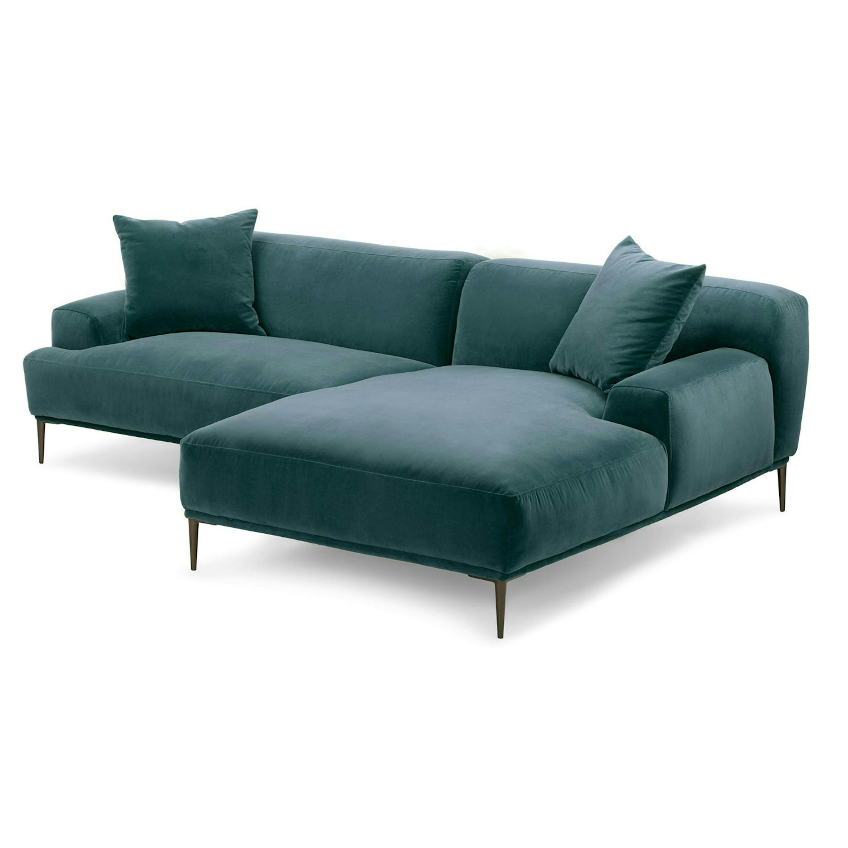 Abisko Plush Pacific Blue Velvet & Metal Legs Right Sectional