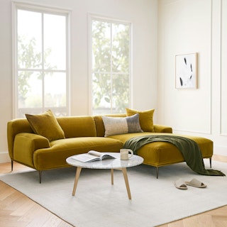 Abisko 94.5" Velvet Right Sectional - Plush Yarrow Gold