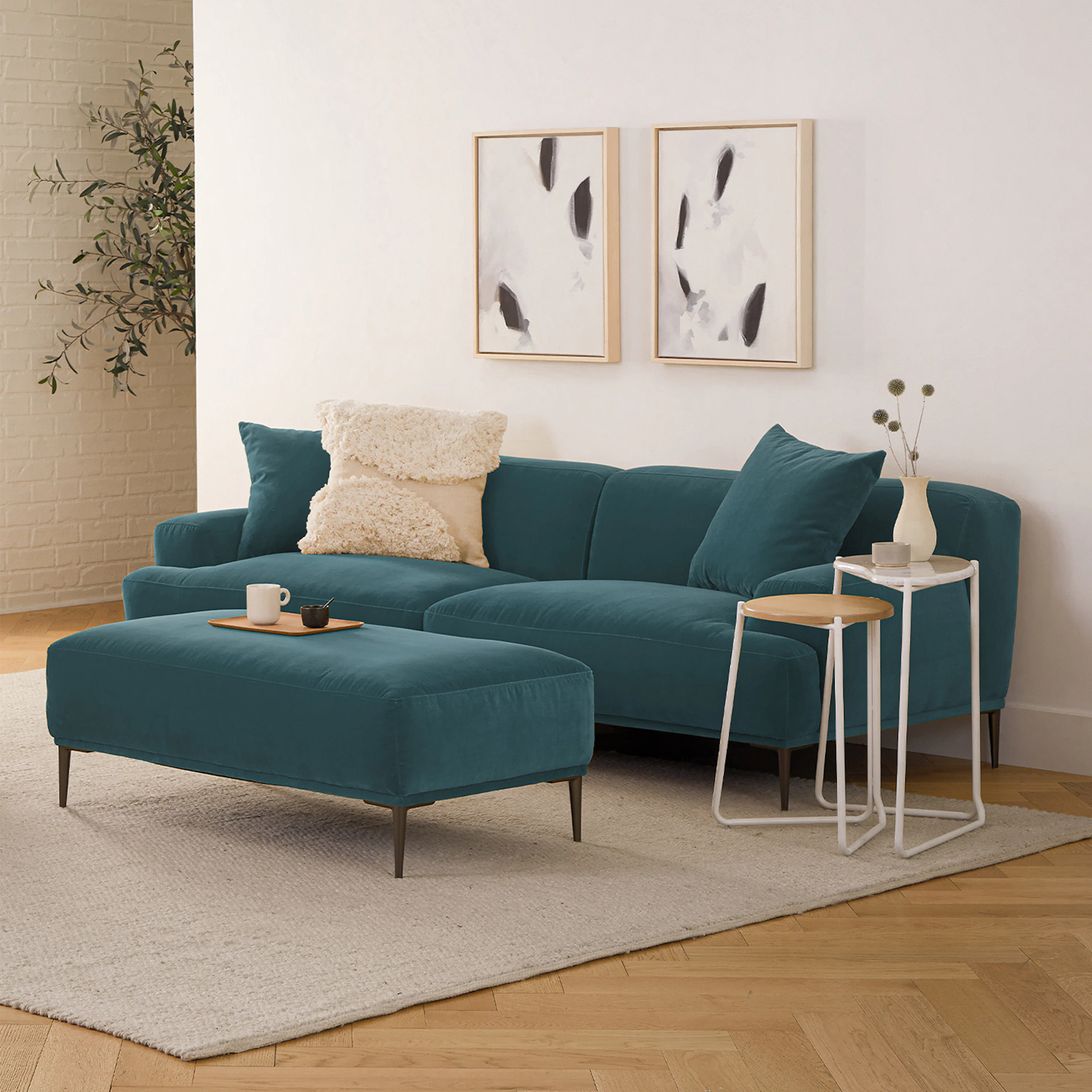 Abisko 91" Velvet Sofa - Plush Pacific Blue