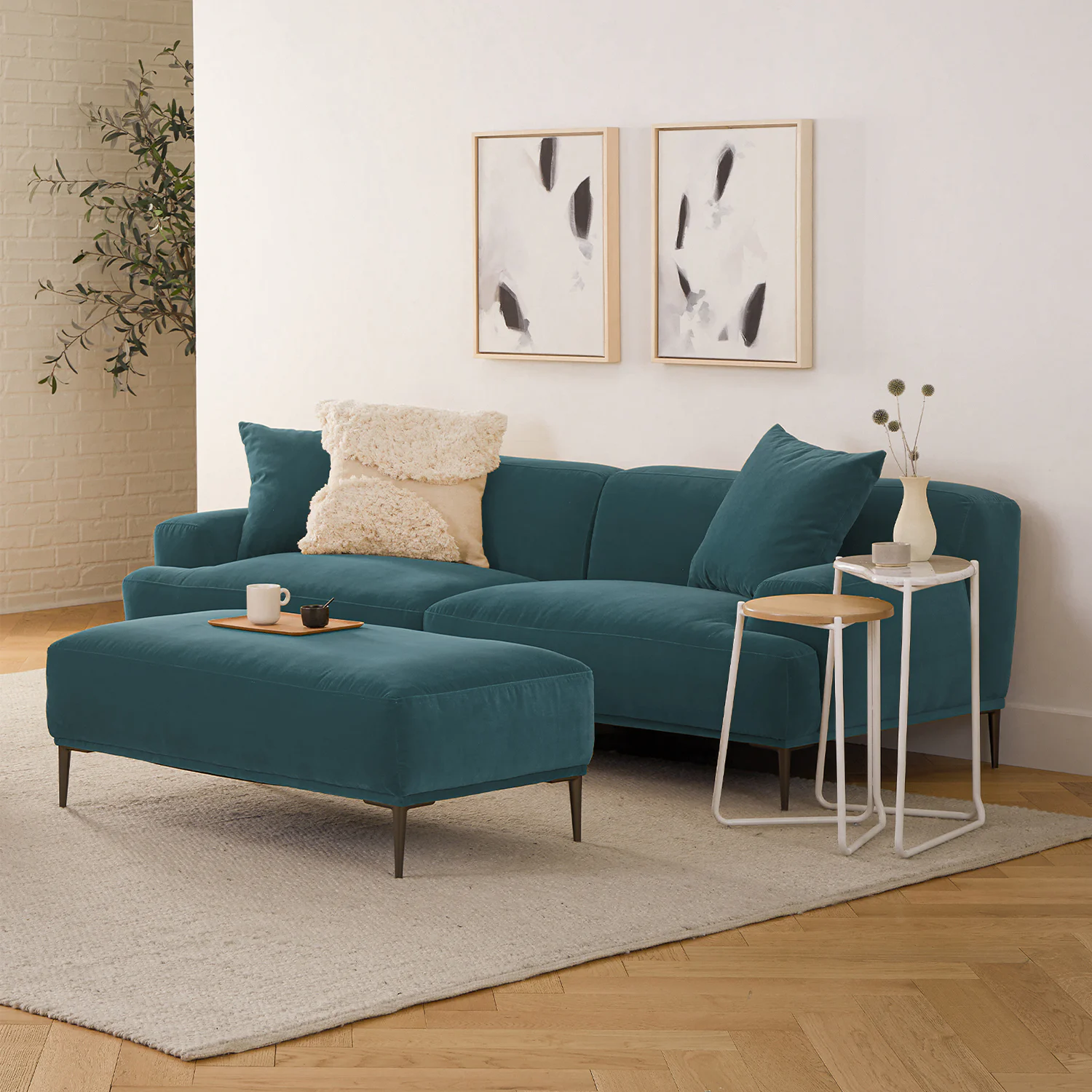 Abisko 91" Velvet Sofa - Plush Pacific Blue