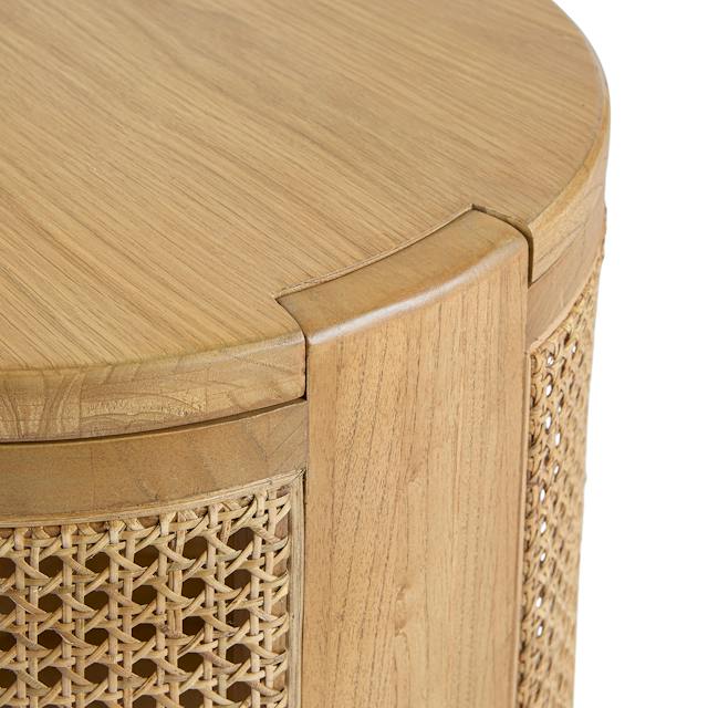Bocana Oak Wood & Cane Rattan Storage Side Table | Article