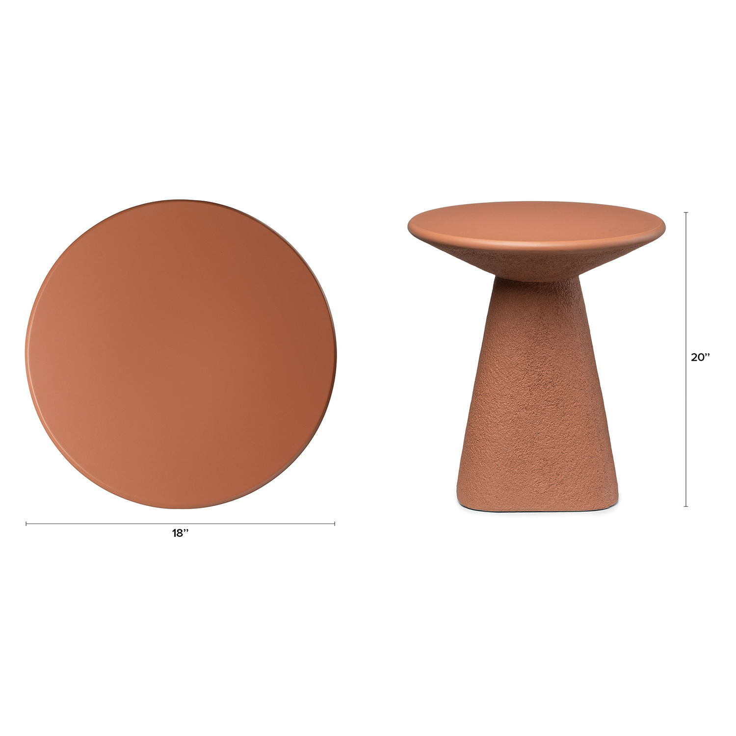 Ozetta Moonlit Rust Plaster Texture Pedestal Side Table, Japandi