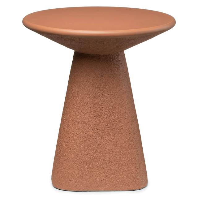 Ozetta Moonlit Rust Plaster Texture Pedestal Side Table, Japandi Style ...