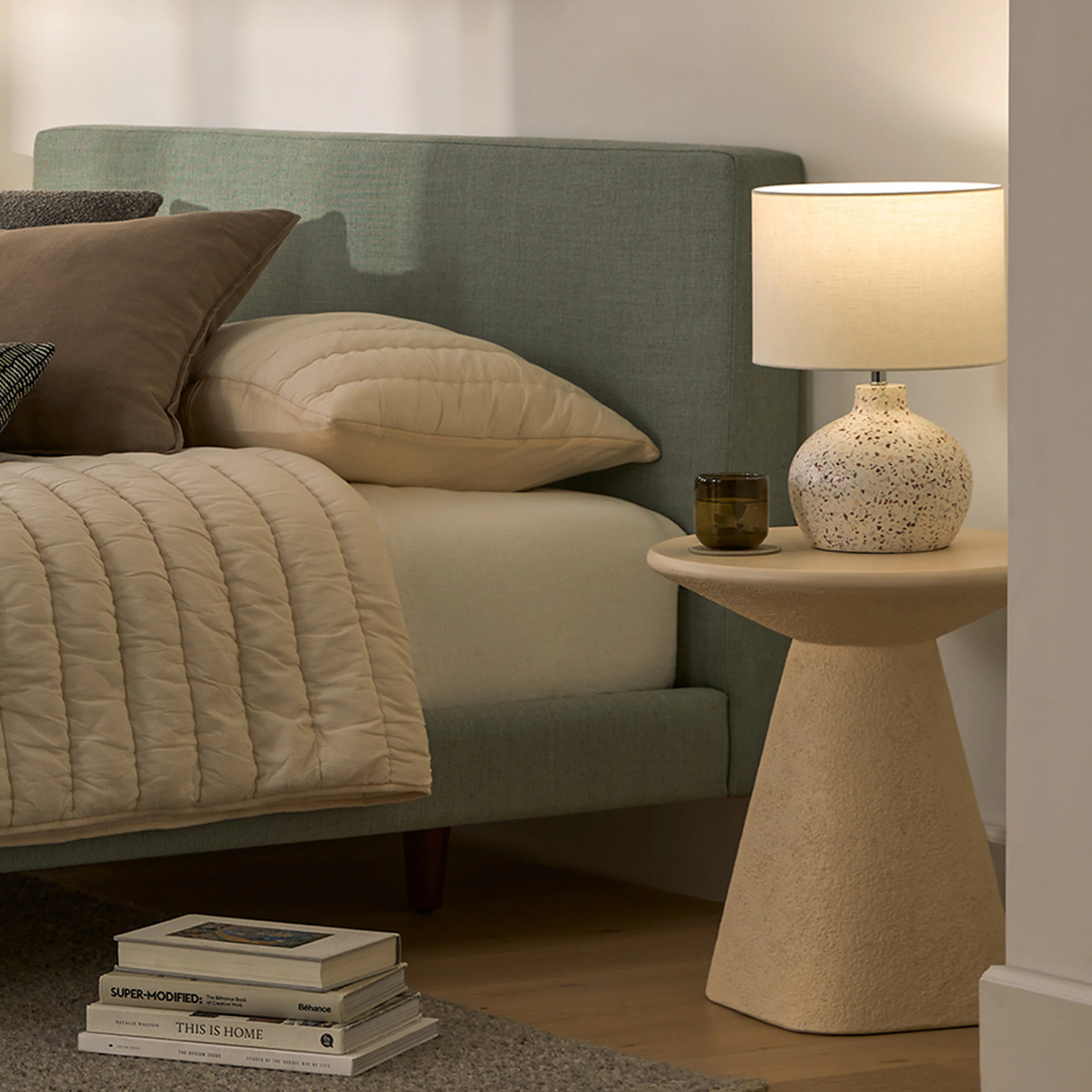 Ozetta Concrete Side Table - Moonlit Ivory