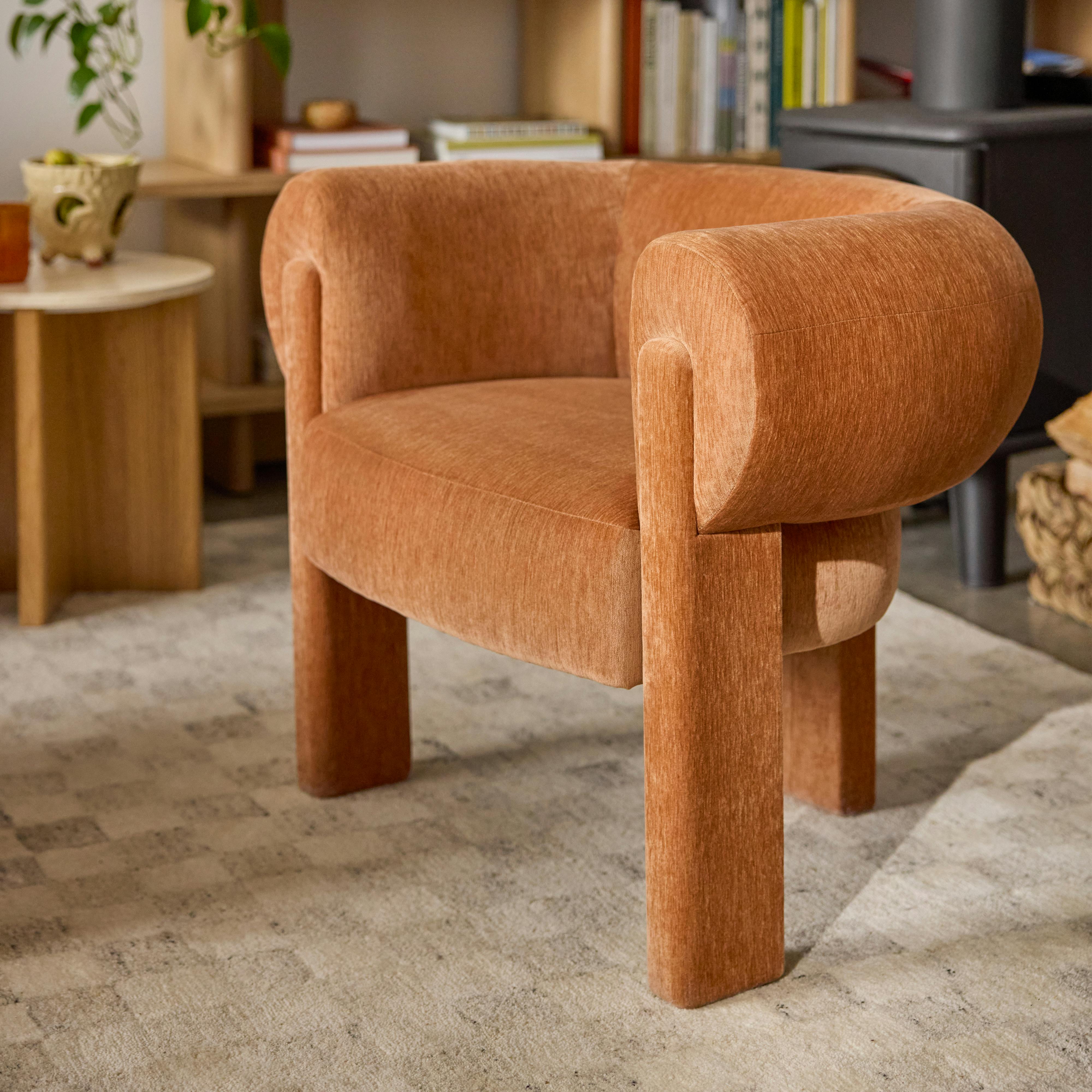 Everse Melange Brown Fabric Sculptural Accent Lounge Chair | Article