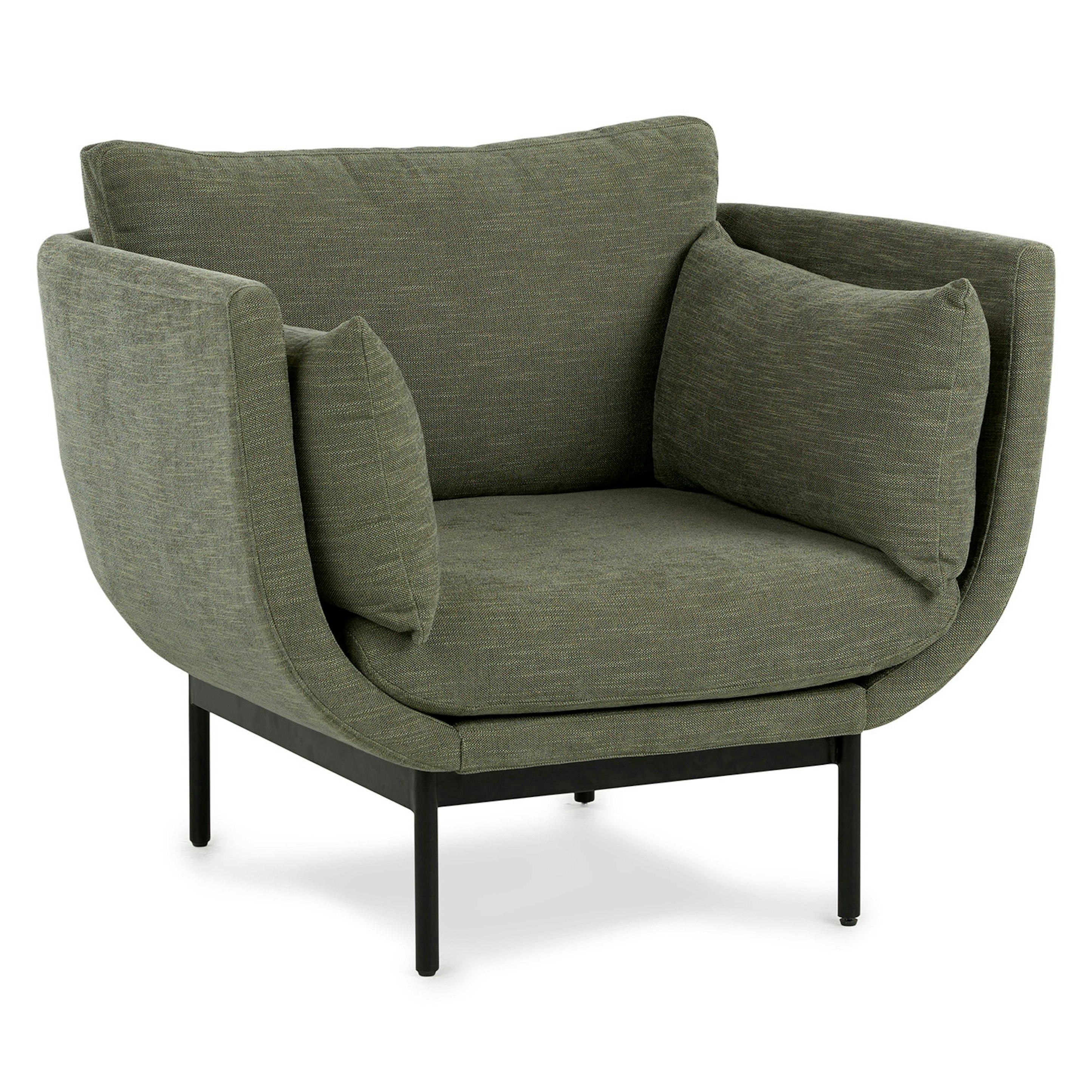 Parkam Algonquin Green Fabric w Metal Legs Lounge Chair