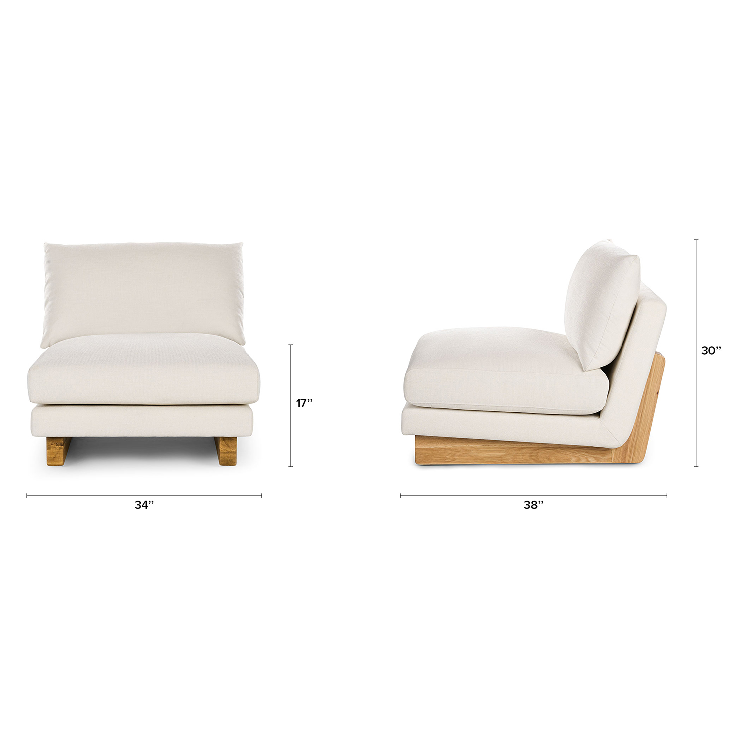 Kalok Jasmine Ivory Fabric & American Oak Wood Lounge Chair Kalok Jasmine Ivory Fabric & American Oak Wood Lounge Chair