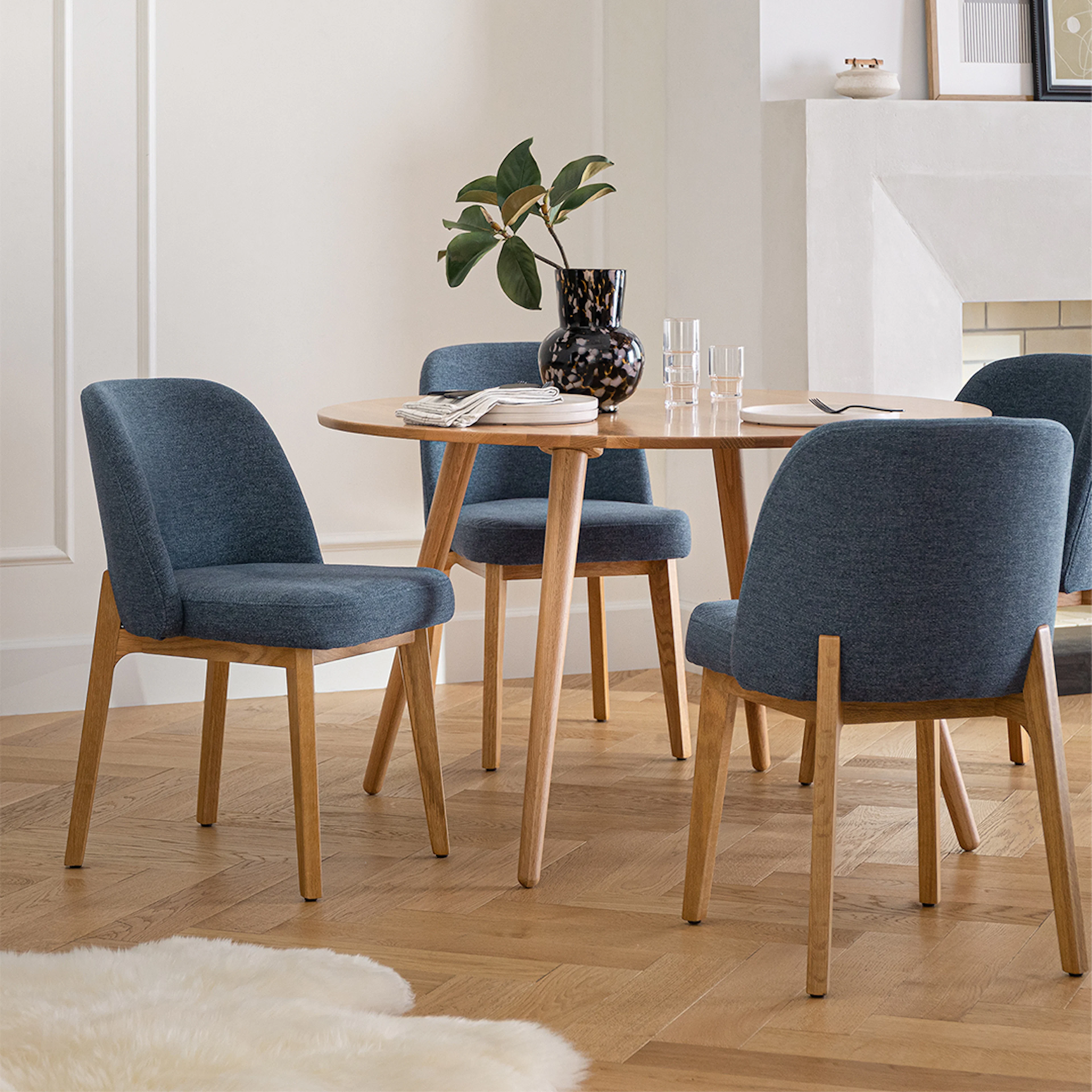 Alta Dining Chair - Oak and Nocturnal Blue