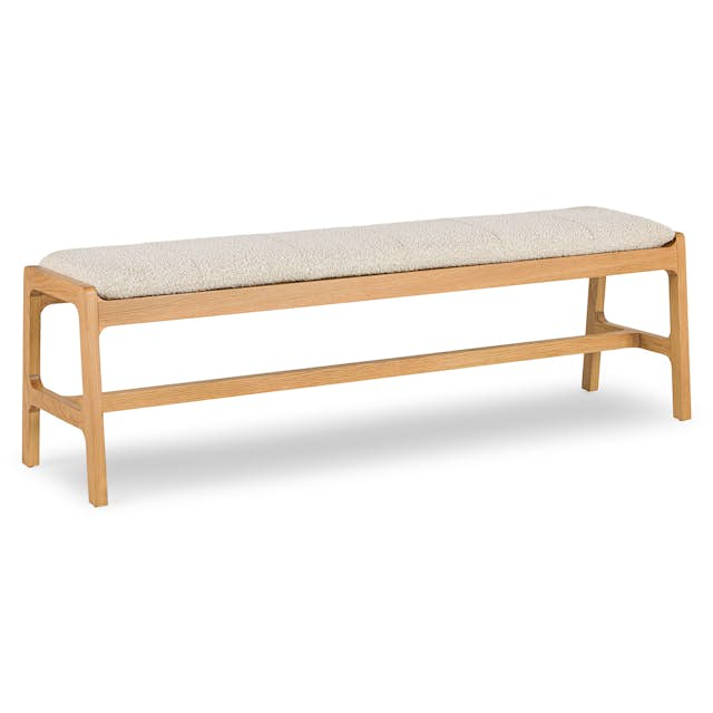 Kolva Ivory Bouclé Fabric & Solid Oak Dining Bench | Article