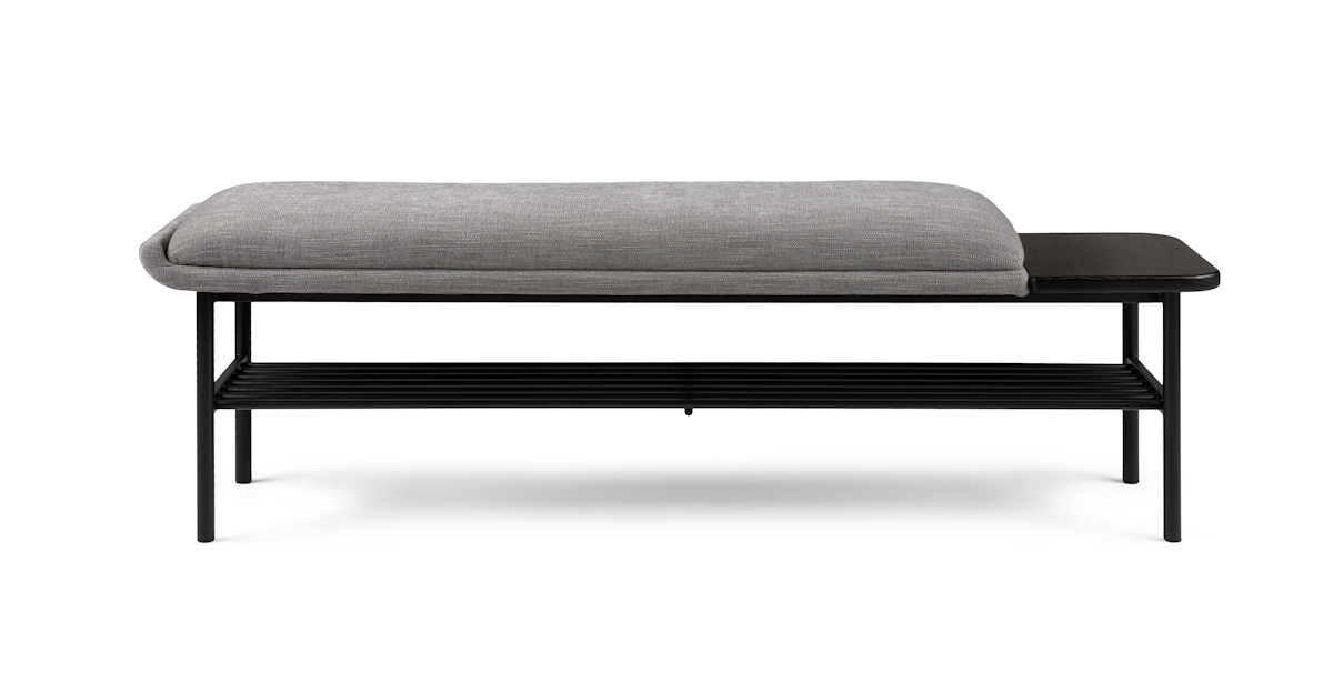 Parkam Dawn Gray Fabric & Black Metal Industrial Bench | Article