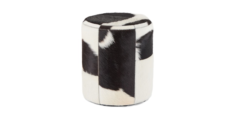Cossa Cowhide Black Ottoman - Primary View 1 of 8 (Open Fullscreen View).