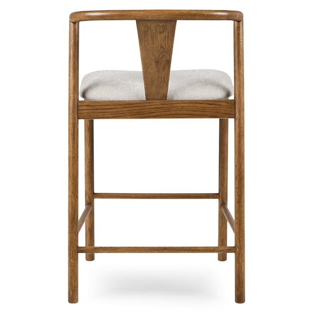 Fonra Santolina Gray Fabric & Smoked Oak Wood Wishbone Counter Stool ...