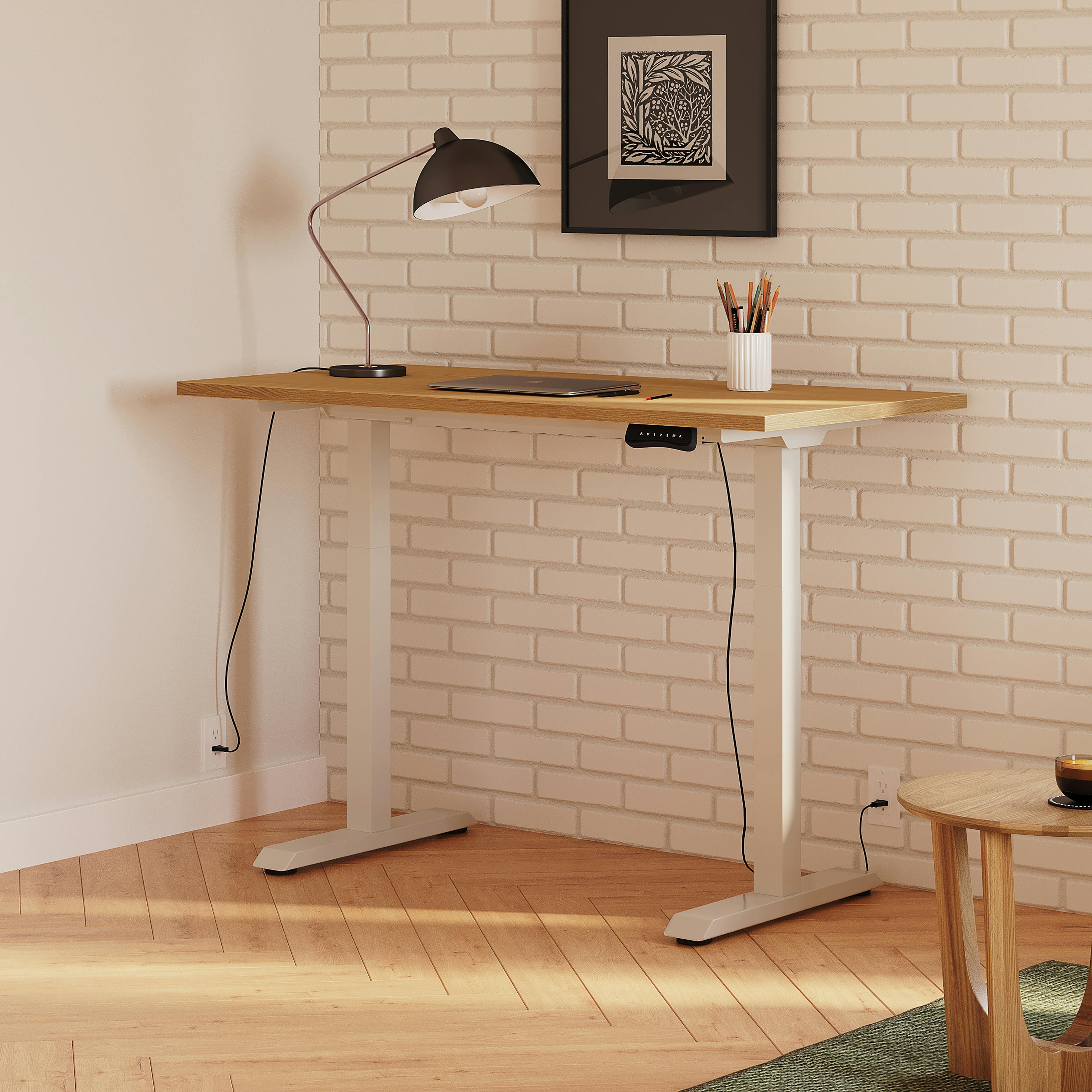 Haptic Oak Large Standing Computer Desk | Article
