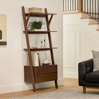 Harles 29.5" Shelving Unit with Storage - Walnut