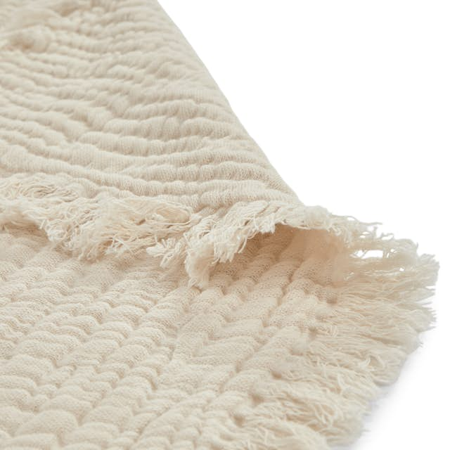 Fresno Light Taupe Cotton Gauze 4 x 6 Throw w/ Fringe | Article