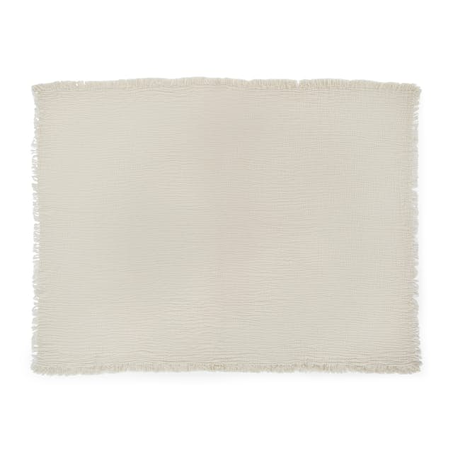 Fresno Light Taupe Cotton Gauze 4 x 6 Throw w/ Fringe | Article