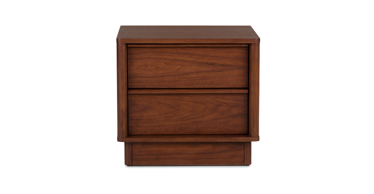Aster Walnut Wood Modern 2 Drawer Nightstand Article