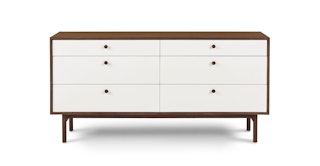 Luella White / Walnut 6-Drawer Double Dresser