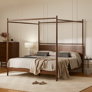 Lenia King Canopy Bed - Walnut