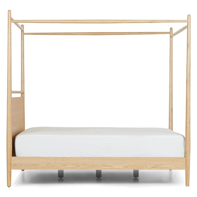 Elegant White Oak Canopy Bed: Timeless Luxury for Your Master Bedroom