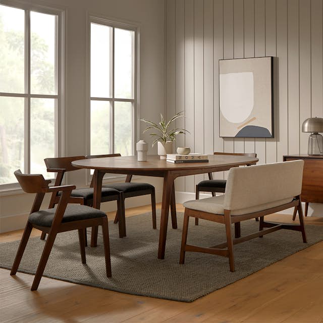 Nosh 51.5" Walnut & Chalk Gray Bench - Stylish Seating