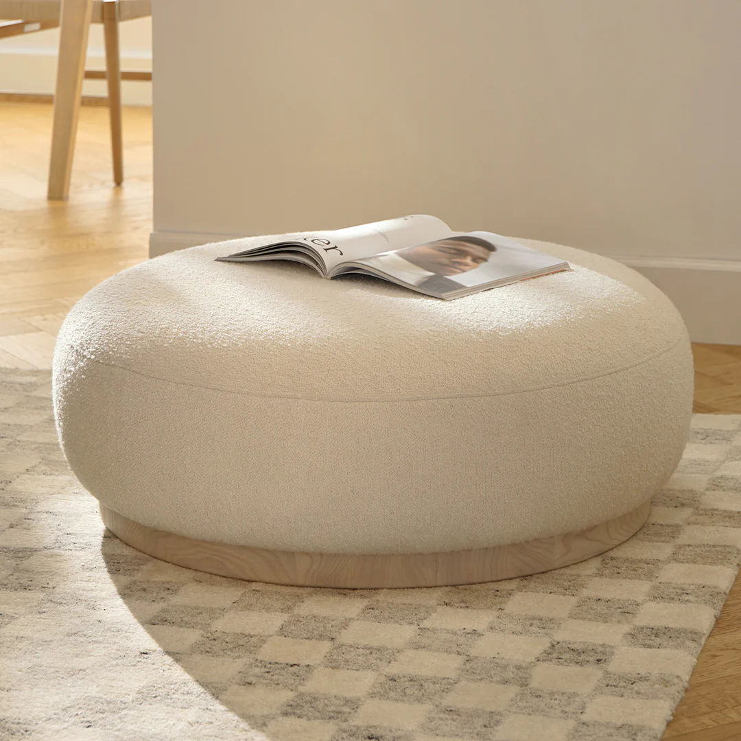 Pinni Ivory Wool Bouclé Ottoman