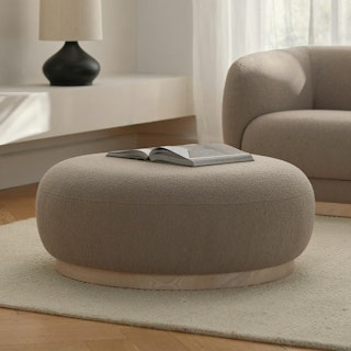 Pinni 36.5" Ottoman - Sandstone Wool Bouclé