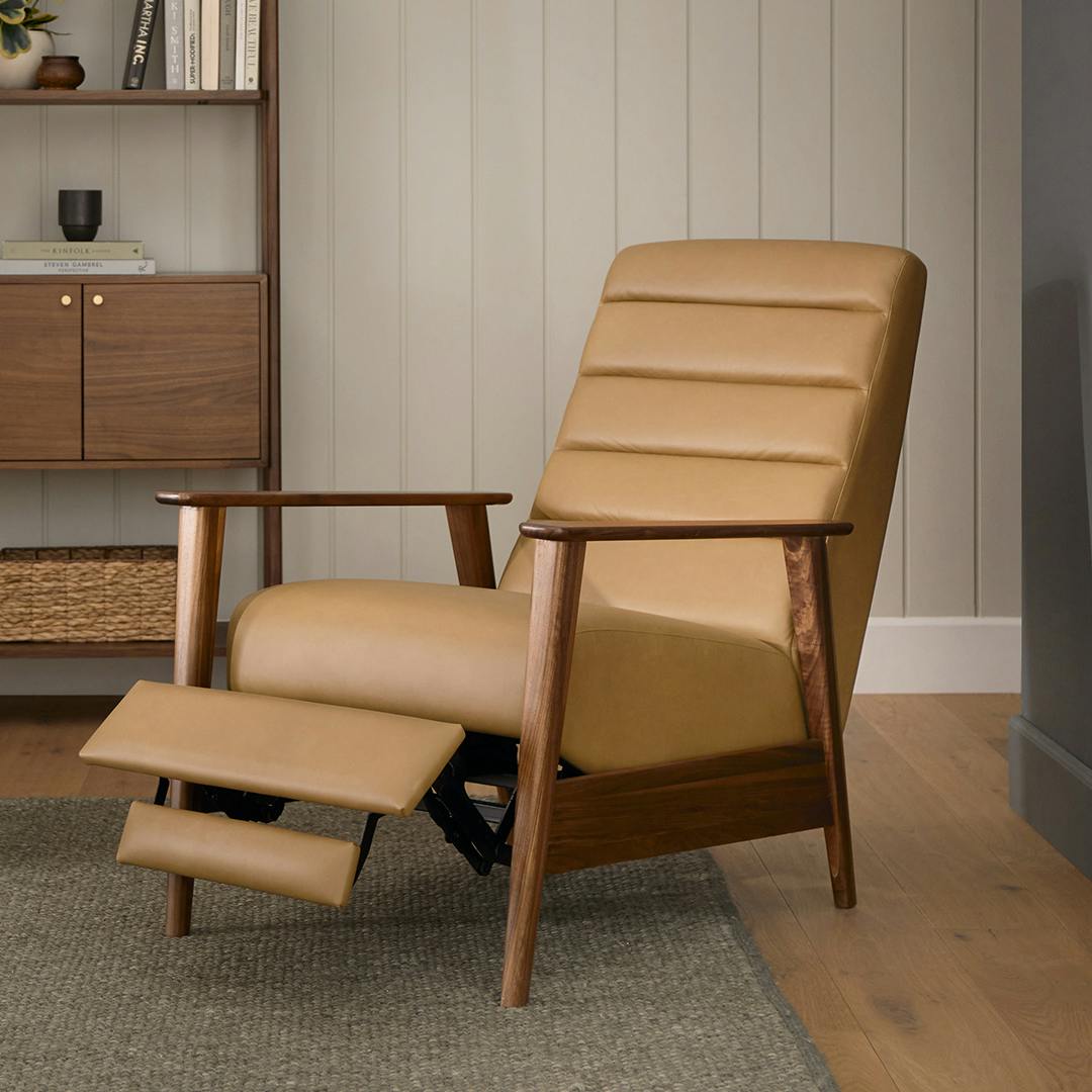 tan leather recliner chair