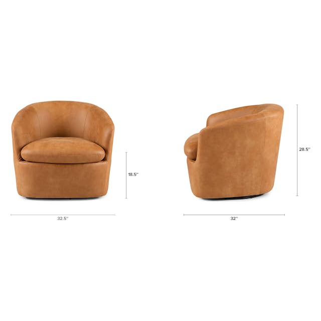 Rawhide Tan Leather Swivel Lounge Chair Turoy Article