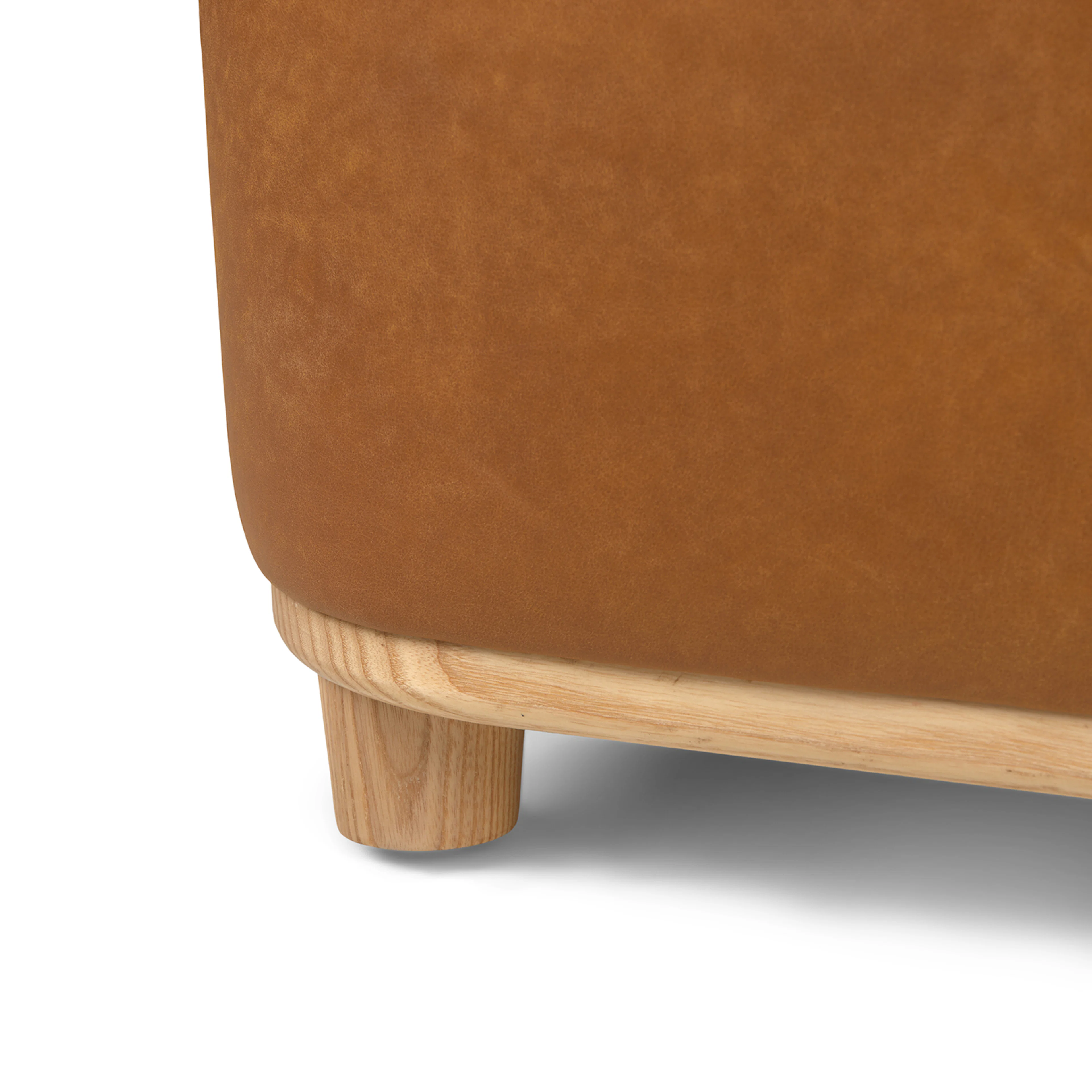 Maribo 19" Leather Storage Ottoman - Rawhide Tan