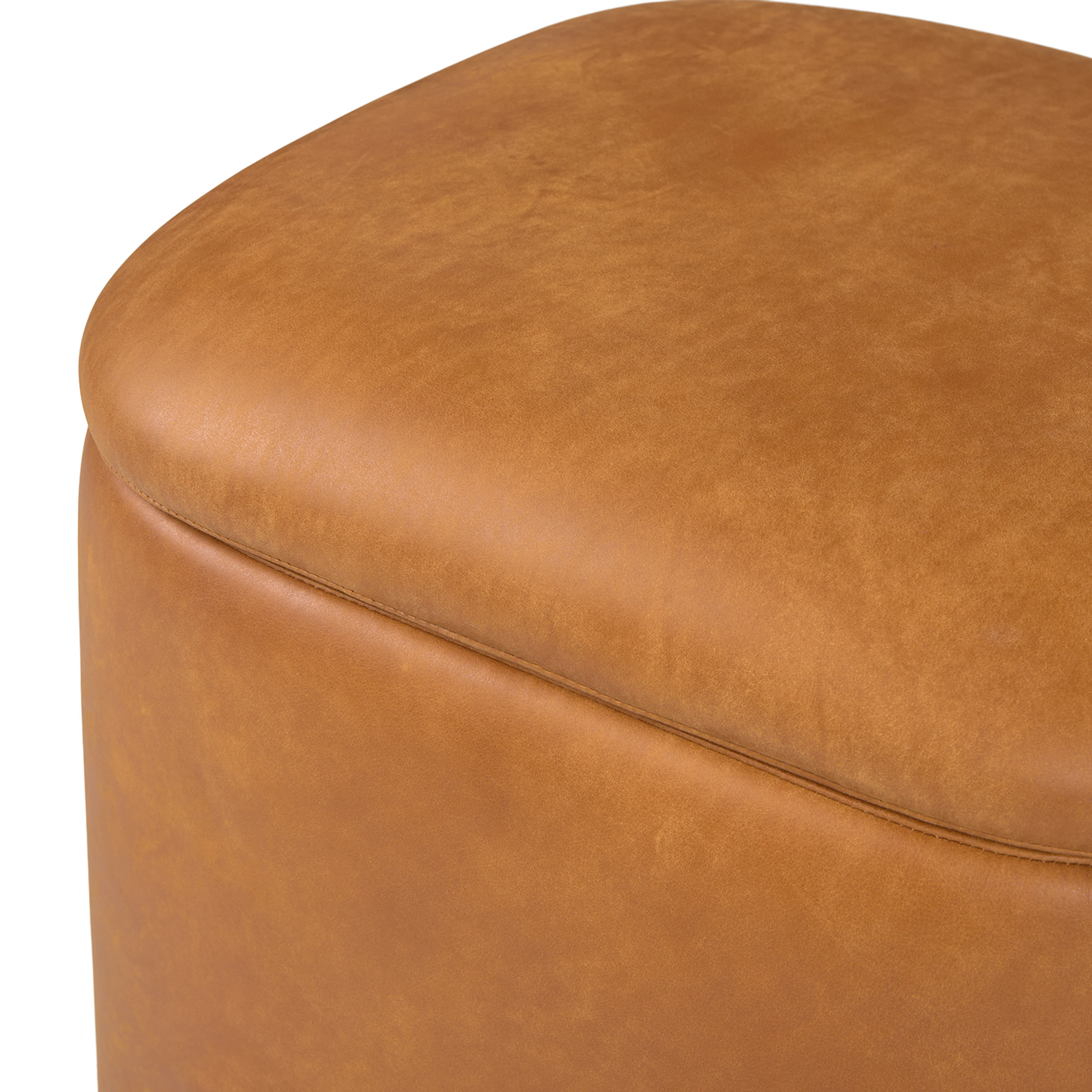 Maribo 19" Leather Storage Ottoman - Rawhide Tan