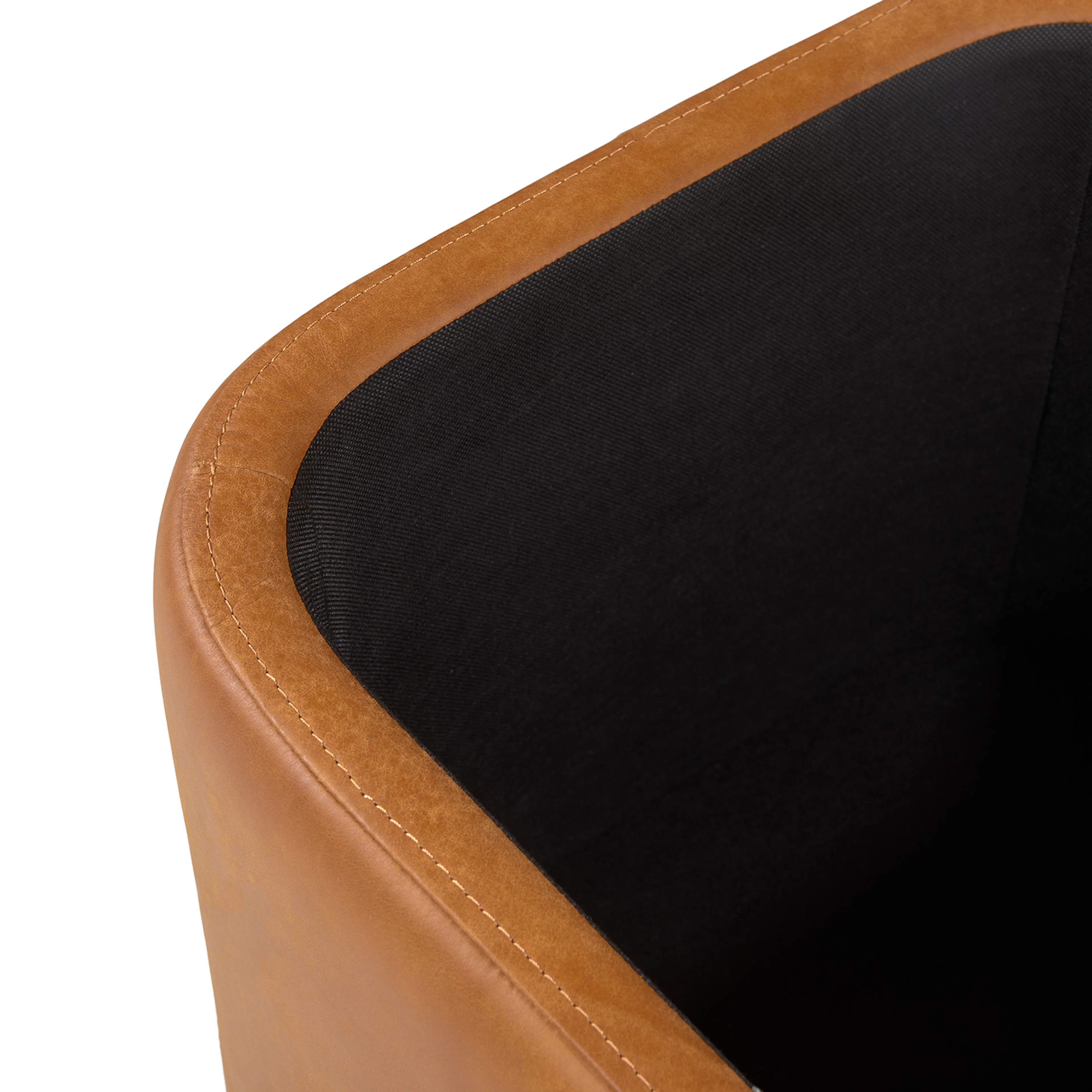 Maribo 19" Leather Storage Ottoman - Rawhide Tan