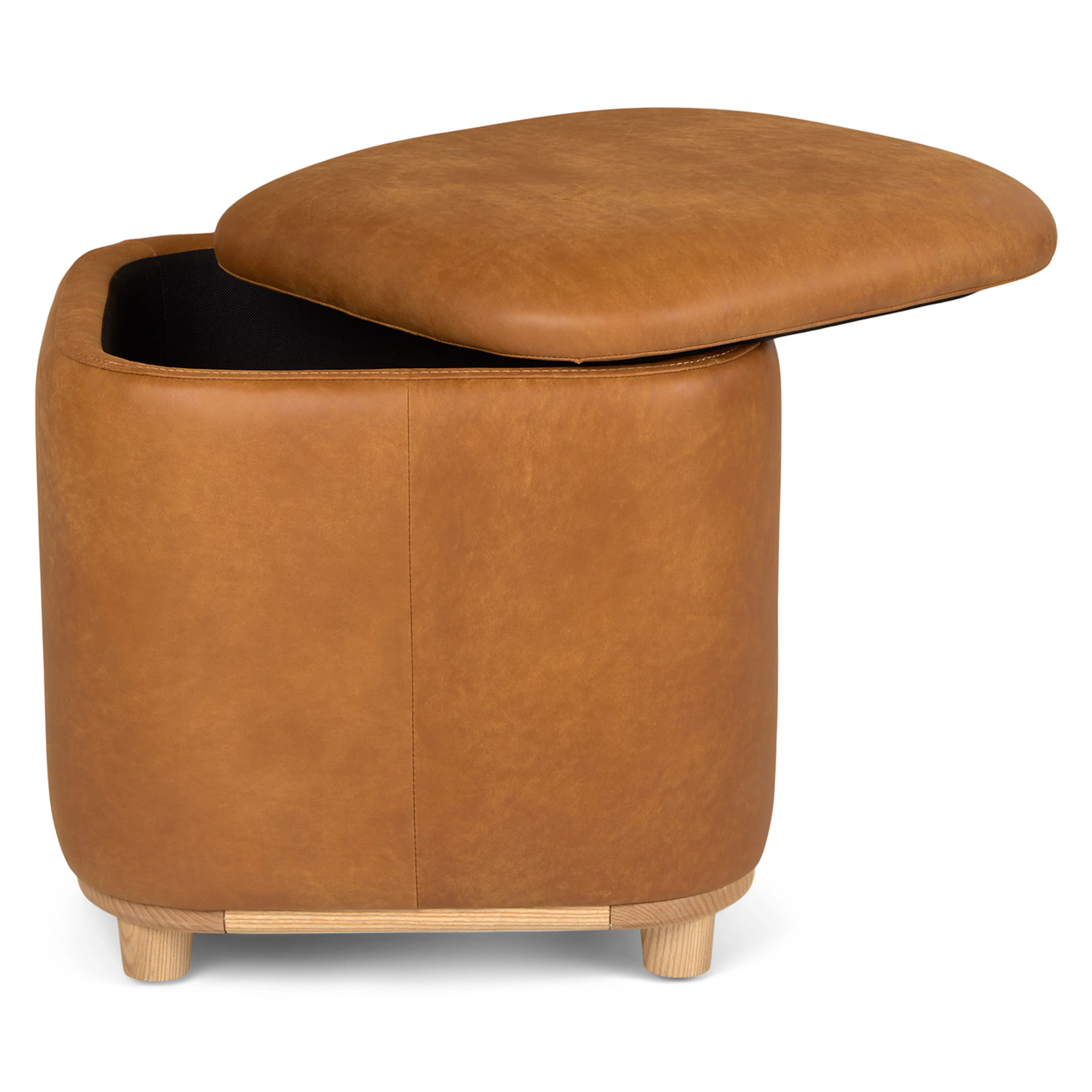 Maribo 19" Leather Storage Ottoman - Rawhide Tan