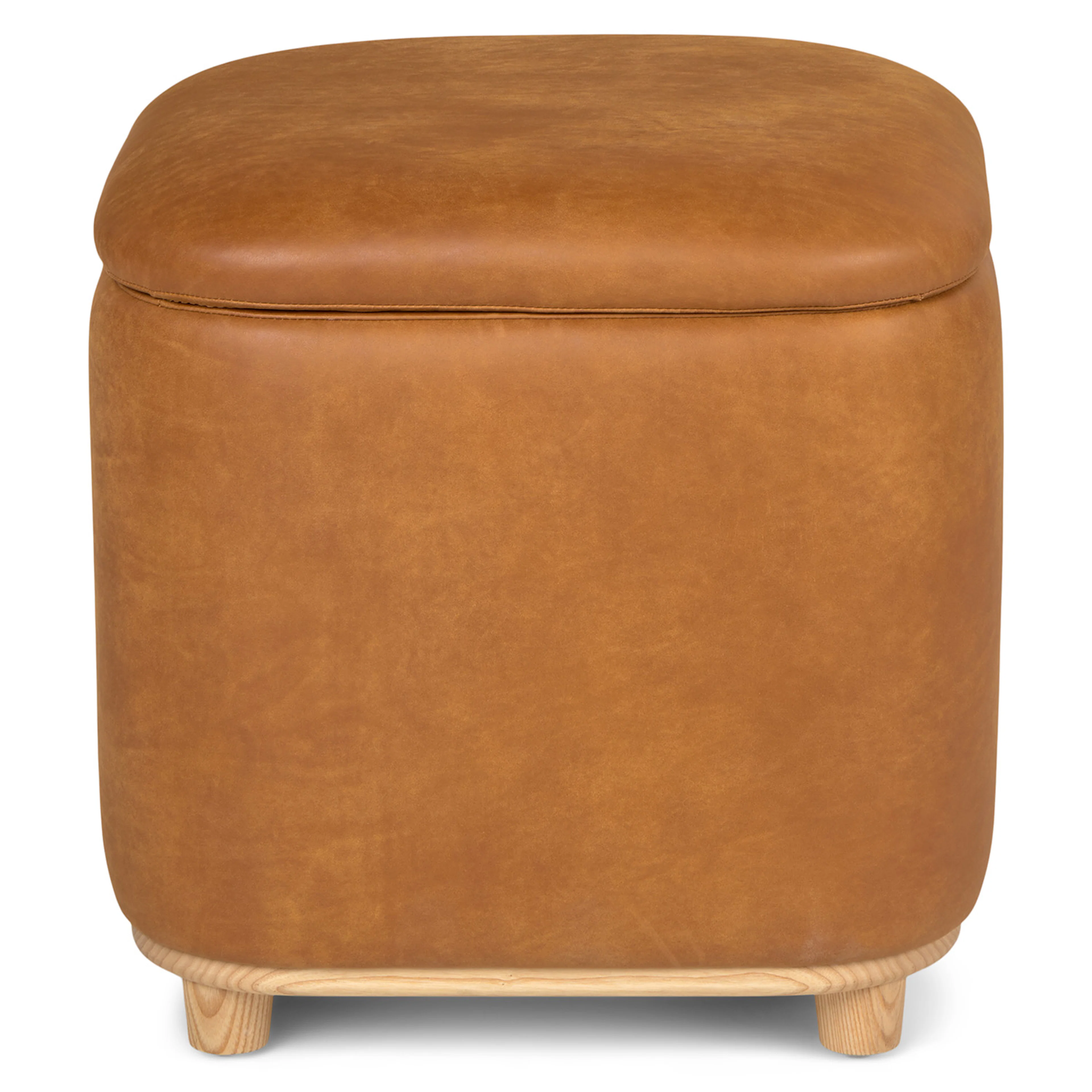Maribo 19" Leather Storage Ottoman - Rawhide Tan
