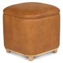 Maribo 19" Leather Storage Ottoman - Rawhide Tan