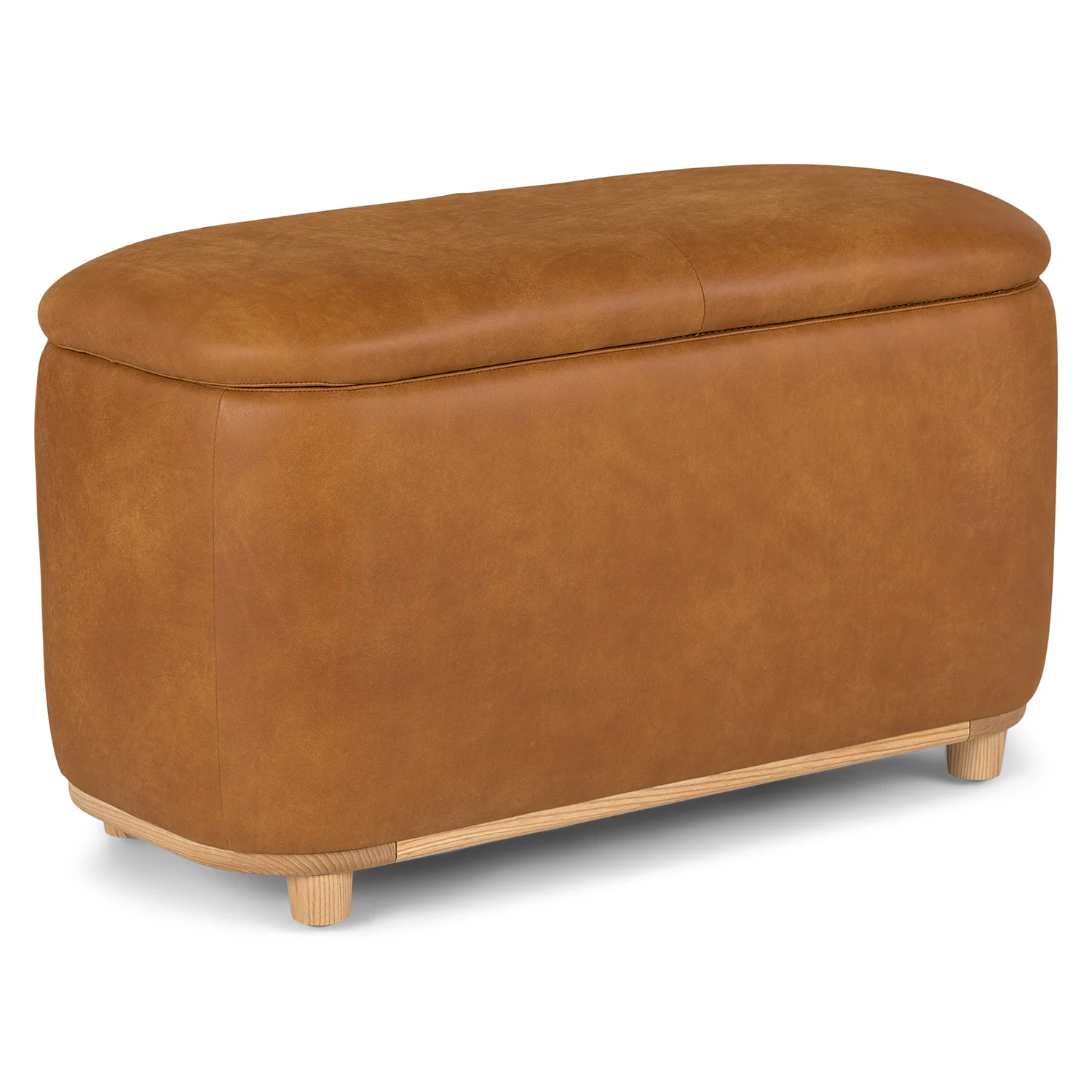 Maribo 32" Leather Storage Ottoman - Rawhide Tan