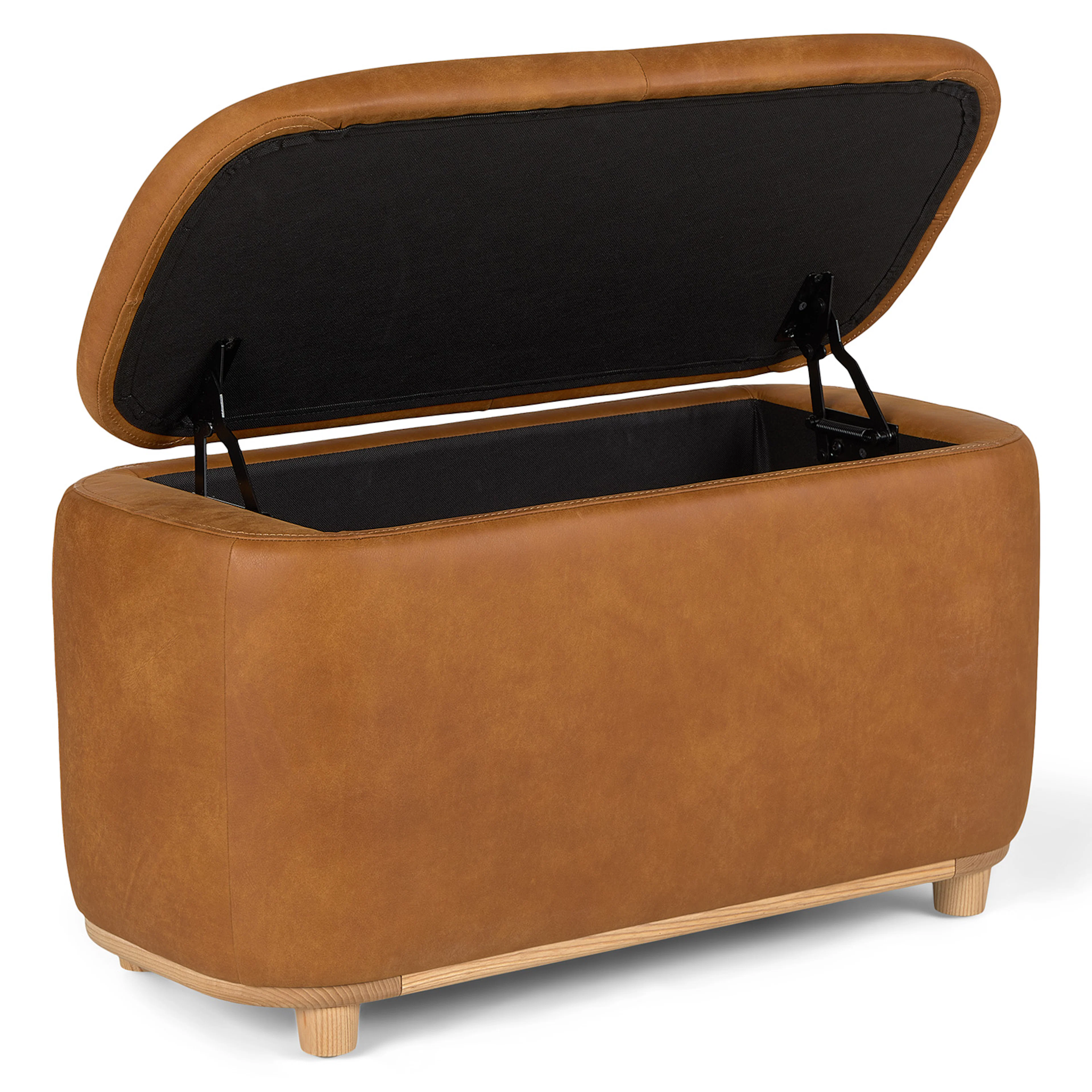 Maribo 32" Leather Storage Ottoman - Rawhide Tan
