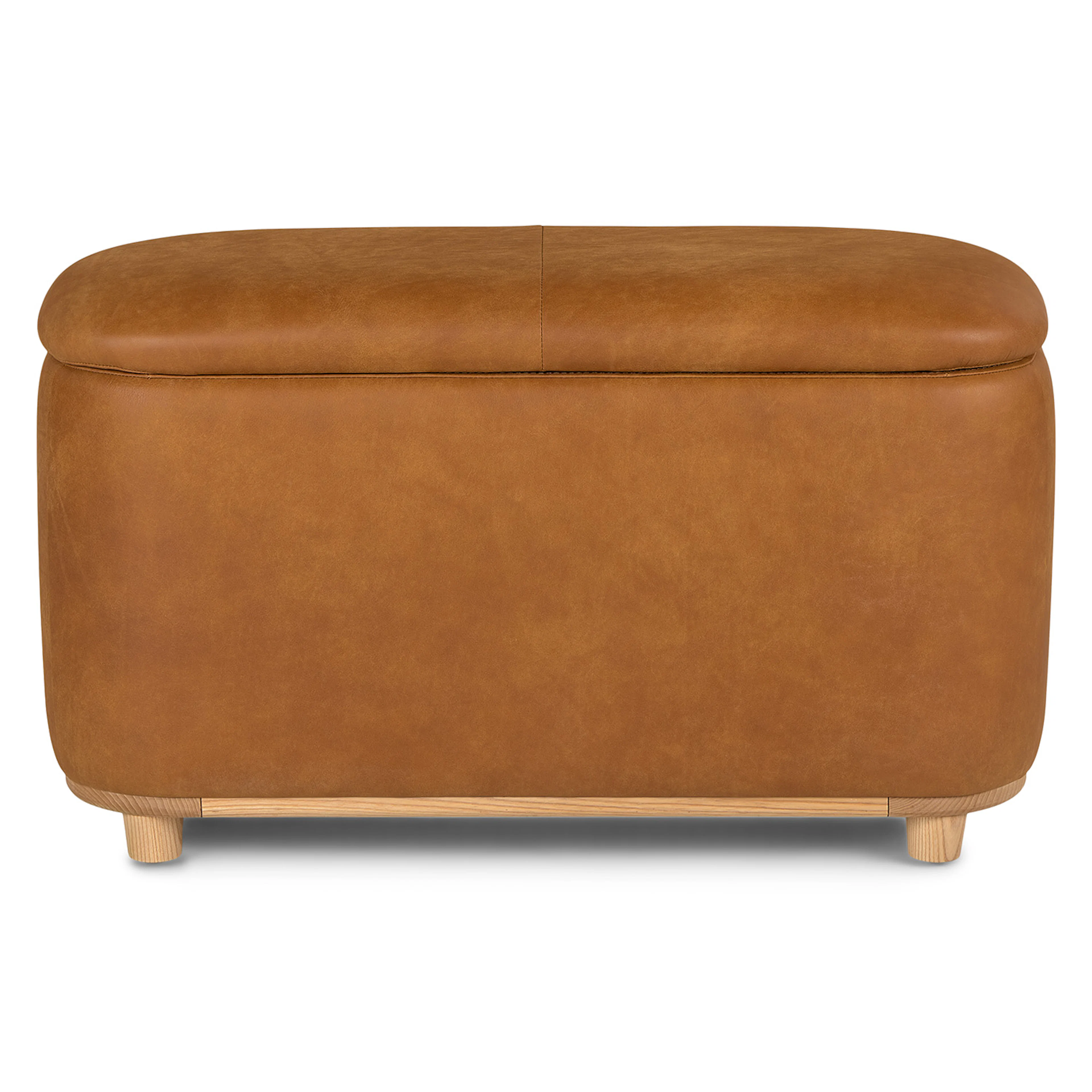 Maribo 32" Leather Storage Ottoman - Rawhide Tan