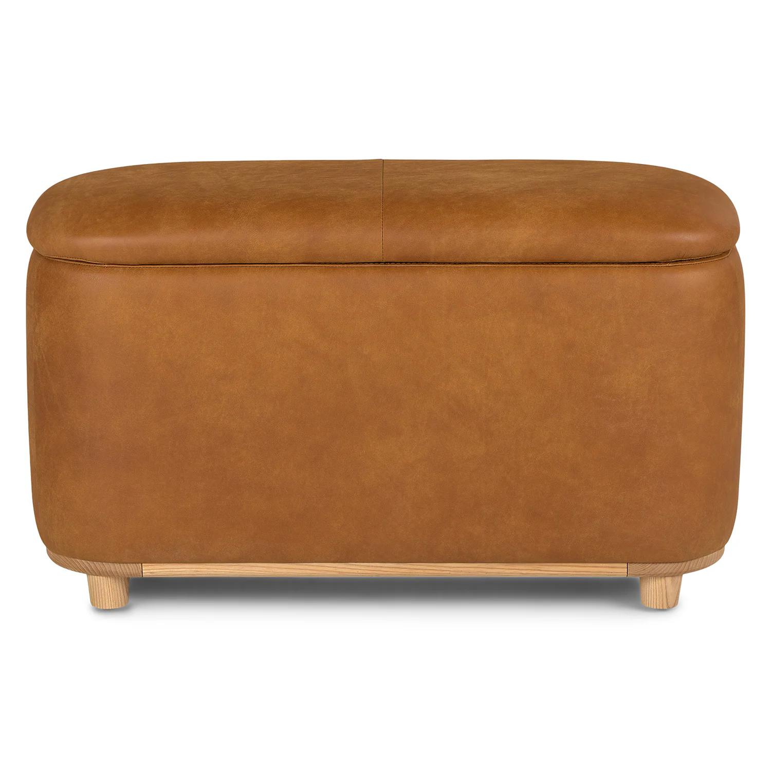 Maribo 32" Leather Storage Ottoman - Rawhide Tan