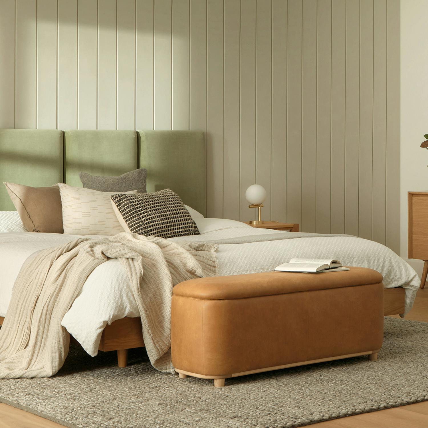 Maribo 48" Leather Storage Ottoman - Rawhide Tan